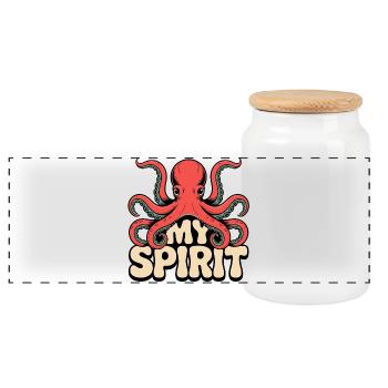 Octopus Spirit - Panoramic Cookie Jar with Wooden Lid - white - Front