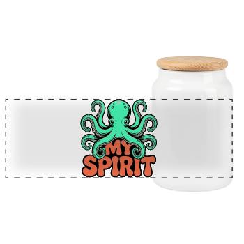 Octopus Spirit - Panoramic Cookie Jar with Wooden Lid - white - Front