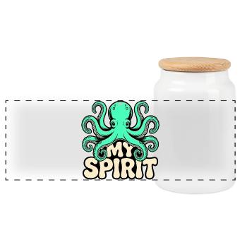 Octopus Spirit - Panoramic Cookie Jar with Wooden Lid - white - Front