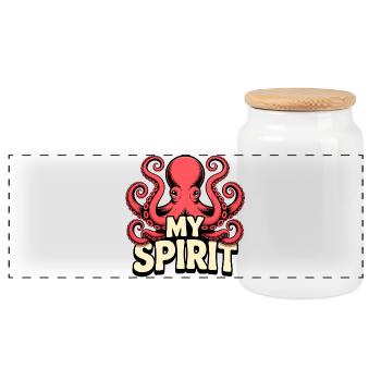 Octopus Spirit - Panoramic Cookie Jar with Wooden Lid - white - Front