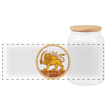 Iran - Panoramic Cookie Jar with Wooden Lid - white - Front