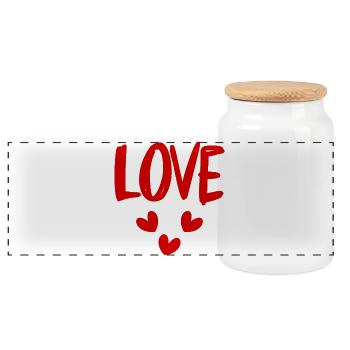 LOVE. COUPLE. JUST MARRIED. EVJF. VALENTINE'S DAY. - Panoramic Cookie Jar with Wooden Lid - white - Front