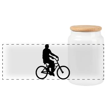 Fahrrad - Panorama Keksdose mit Holzdeckel - Weiß - Vorne