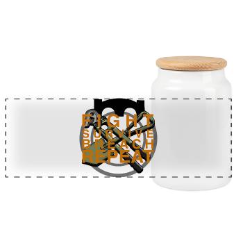 Fight Survival Break Repeat - Panoramic Cookie Jar with Wooden Lid - white - Front