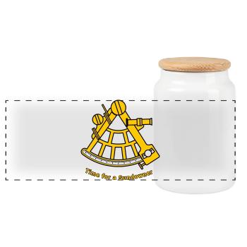 Sextant - Navigation Captain Sailing Sea Offshore - Panoramic Cookie Jar with Wooden Lid - white - Front