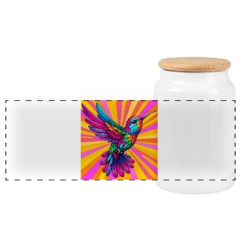 Kolibri - Panorama Keksdose mit Holzdeckel - Weiß - Vorne