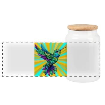 colibri - Boîte à biscuits avec couvercle en bois - blanc - Devant