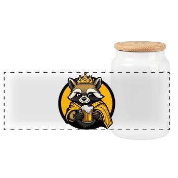 Raccoon Bière Drôle - Boîte à biscuits avec couvercle en bois - blanc - Devant