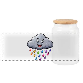 Nuage de pluie coloré Motif météo nuageuse drôle - Boîte à biscuits avec couvercle en bois - blanc - Devant