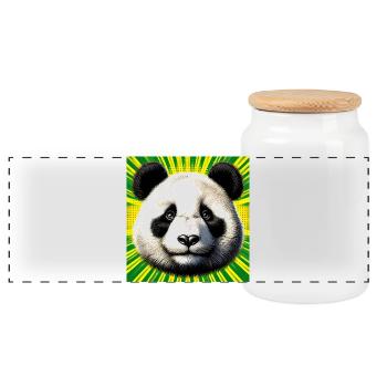 panda - Panoramic Cookie Jar with Wooden Lid - white - Front