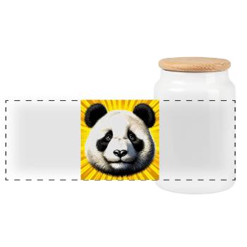 panda - Boîte à biscuits avec couvercle en bois - blanc - Devant