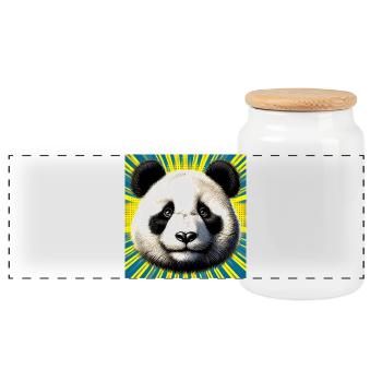 Panda - Panorama Keksdose mit Holzdeckel - Weiß - Vorne
