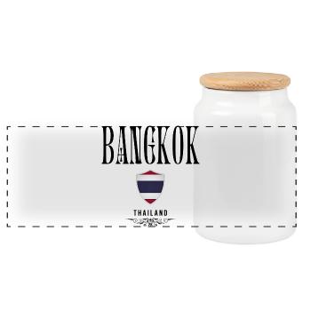 Souvenir Bangkok, design élégant Bangkok - Boîte à biscuits avec couvercle en bois - blanc - Devant