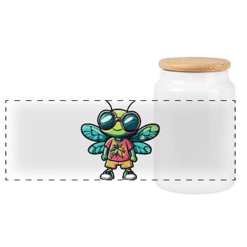 Vacances de bandes dessinées Dragonfly - Boîte à biscuits avec couvercle en bois - blanc - Devant
