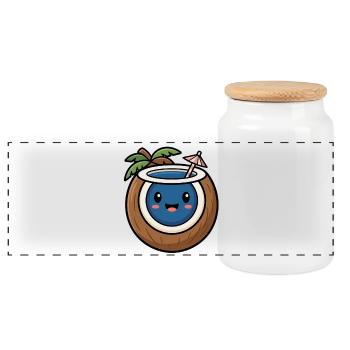 Sweet Coconut - Summer 2026 Design Beach - Panoramic Cookie Jar with Wooden Lid - white - Front