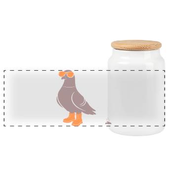 Pigeon Orange - Panoramic Cookie Jar with Wooden Lid - white - Front