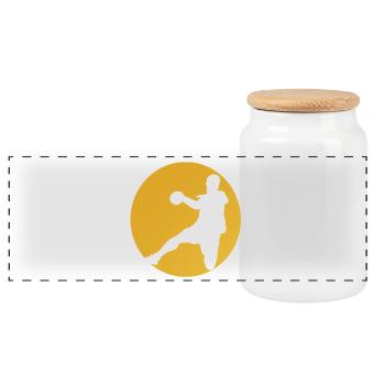 Silhouette jaune de basket - Boîte à biscuits avec couvercle en bois - blanc - Devant