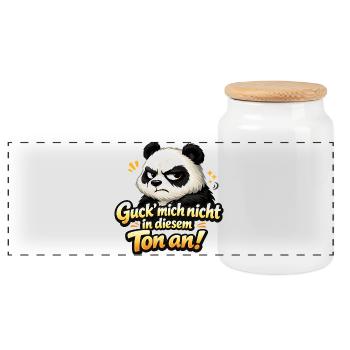 Panda Guck mich nicht in diesem Ton an! - Panorama Keksdose mit Holzdeckel - Weiß - Vorne