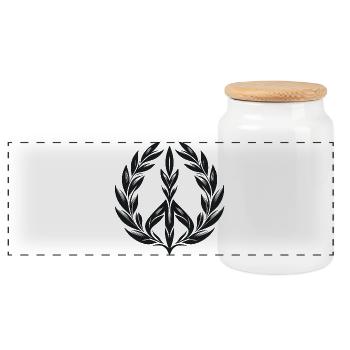 Laurel Wreath Peace - Boîte à biscuits avec couvercle en bois - blanc - Devant