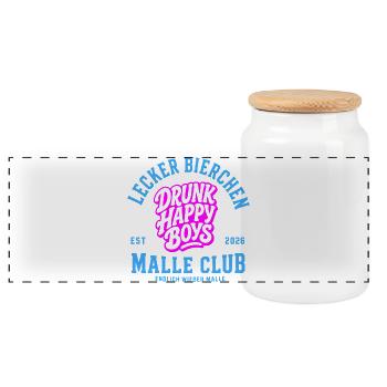Malle 2026 Lecker Bierchen Malle Club - Panorama Keksdose mit Holzdeckel - Weiß - Vorne