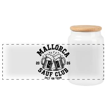 Malle 2026 Mallorca Sauf Club 24h/7 en tournée - Boîte à biscuits avec couvercle en bois - blanc - Devant