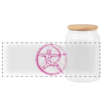 Sagittarius Zodiac Sign – Goal & Freedom - Panoramic Cookie Jar with Wooden Lid - white - Front