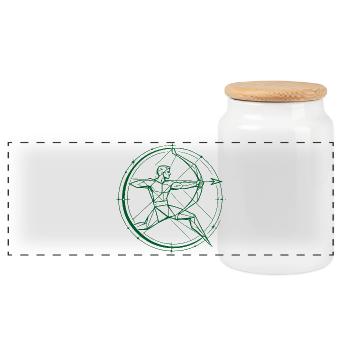 Sagittarius Zodiac Sign – Goal & Freedom - Panoramic Cookie Jar with Wooden Lid - white - Front