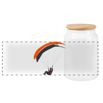 Parapente Silhouette Aventure Liberté - Boîte à biscuits avec couvercle en bois - blanc - Devant