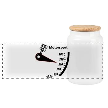 Motorsport Speedometer - Panoramic Cookie Jar with Wooden Lid - white - Front