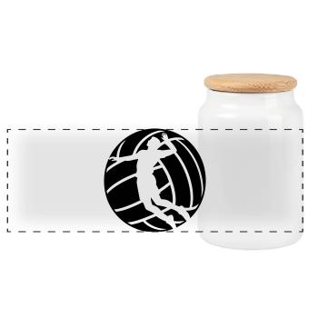 Volleyball - Panoramic Cookie Jar with Wooden Lid - white - Front