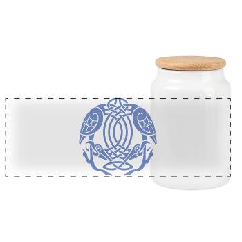 Celtic Eagle Knot  - Panoramic Cookie Jar with Wooden Lid - white - Front