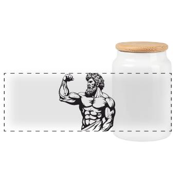 Spartiate grec - Boîte à biscuits avec couvercle en bois - blanc - Devant