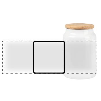 Viereck Rahmen Abgerundet Outline - Panorama Keksdose mit Holzdeckel - Weiß - Vorne
