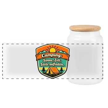 Camper - Panoramic Cookie Jar with Wooden Lid - white - Front