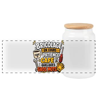 Bricolage en cours Café et Gros Mots - Boîte à biscuits avec couvercle en bois - blanc - Devant