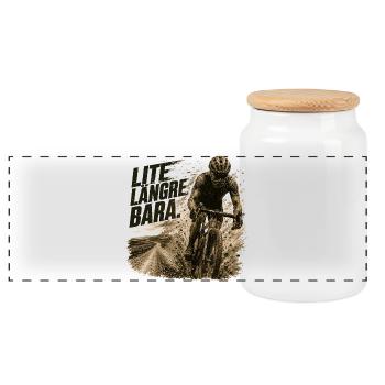 Road Biking and Gravel: A little further - Panoramic Cookie Jar with Wooden Lid - white - Front