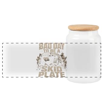 Off-Road Badge: Bad Day for the Hoof - Panoramic Cookie Jar with Wooden Lid - white - Front