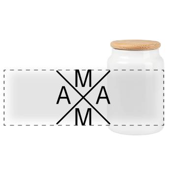 Mama X Cross Monogram Minimalist - Panorama Keksdose mit Holzdeckel - Weiß - Vorne