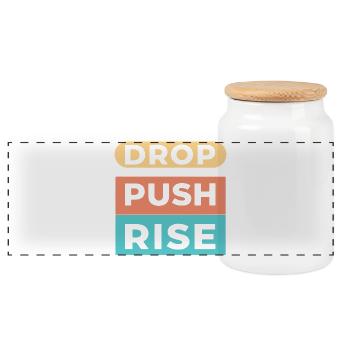 Drop Push Rise-Pastel - Panorama Keksdose mit Holzdeckel - Weiß - Vorne