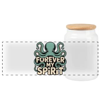 Oktopus für immer mein Spirit - Boîte à biscuits avec couvercle en bois - blanc - Devant