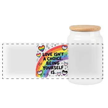 Pride Month LGBT -  Love isn’t a Choice. Being You - Panoramic Cookie Jar with Wooden Lid - white - Front