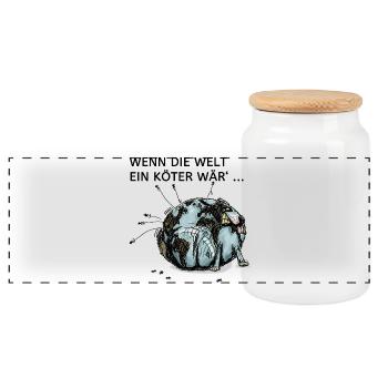 Weltköter - Panorama Keksdose mit Holzdeckel - Weiß - Vorne