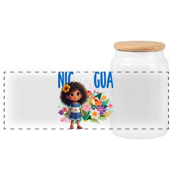 Nicaragua Flagge Stolz & Heimat - Panorama Keksdose mit Holzdeckel - Weiß - Vorne