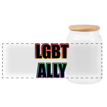 LGBTQ Ally Pride - Panoramic Cookie Jar with Wooden Lid - white - Front