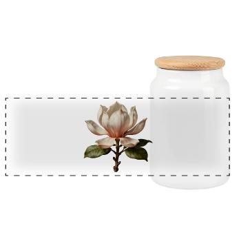 Magnolia Elegante Botanische Illustration - Panorama Keksdose mit Holzdeckel - Weiß - Vorne