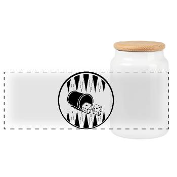 Backgammon | Board Game | Gift - Panoramic Cookie Jar with Wooden Lid - white - Front