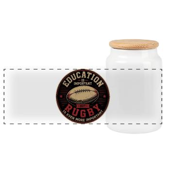 Rugby, Rugby Sport, Rugby Humor - Panoramic Cookie Jar with Wooden Lid - white - Front