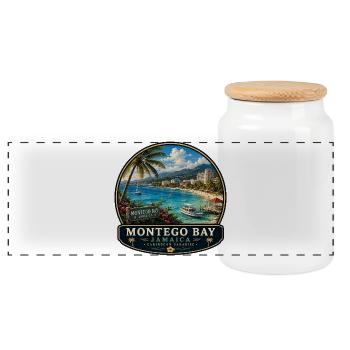 Montego Bay Jamaica Vacances Caraïbes Beach Palms - Boîte à biscuits avec couvercle en bois - blanc - Devant