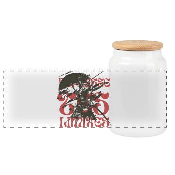Crimson Kraken Silhouette - Panorama Keksdose mit Holzdeckel - Weiß - Vorne