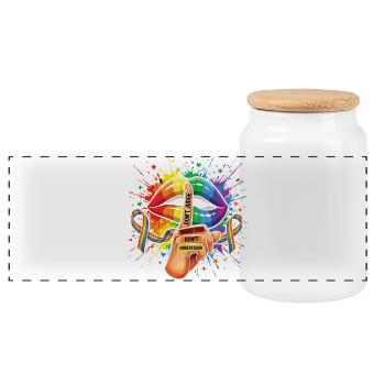 LGBTQIA+ - Don't Judge What You Don't Understand - Panoramic Cookie Jar with Wooden Lid - white - Front